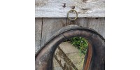 Miroir collet de cheval en cuir antique